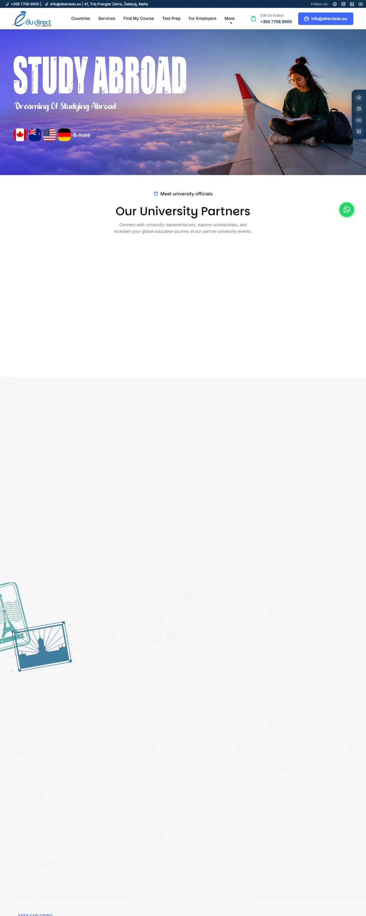 Homepage of EduDirect, edudirect.eu