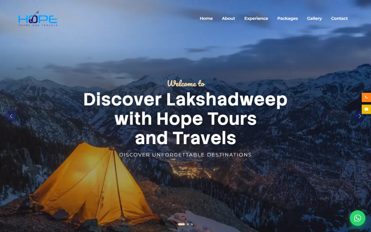 Hope Tours & Travels — Social media + website