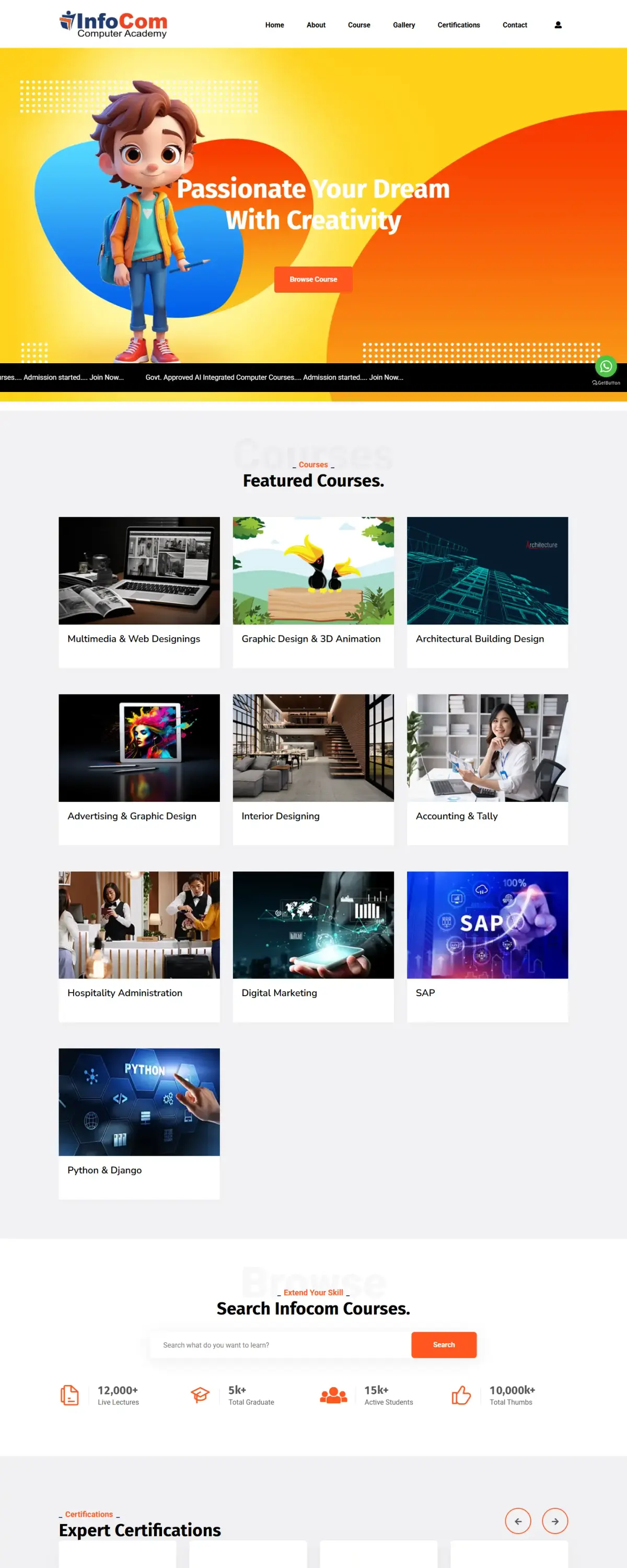 Homepage of InfoCom Computer Academy, infocomedu.com
