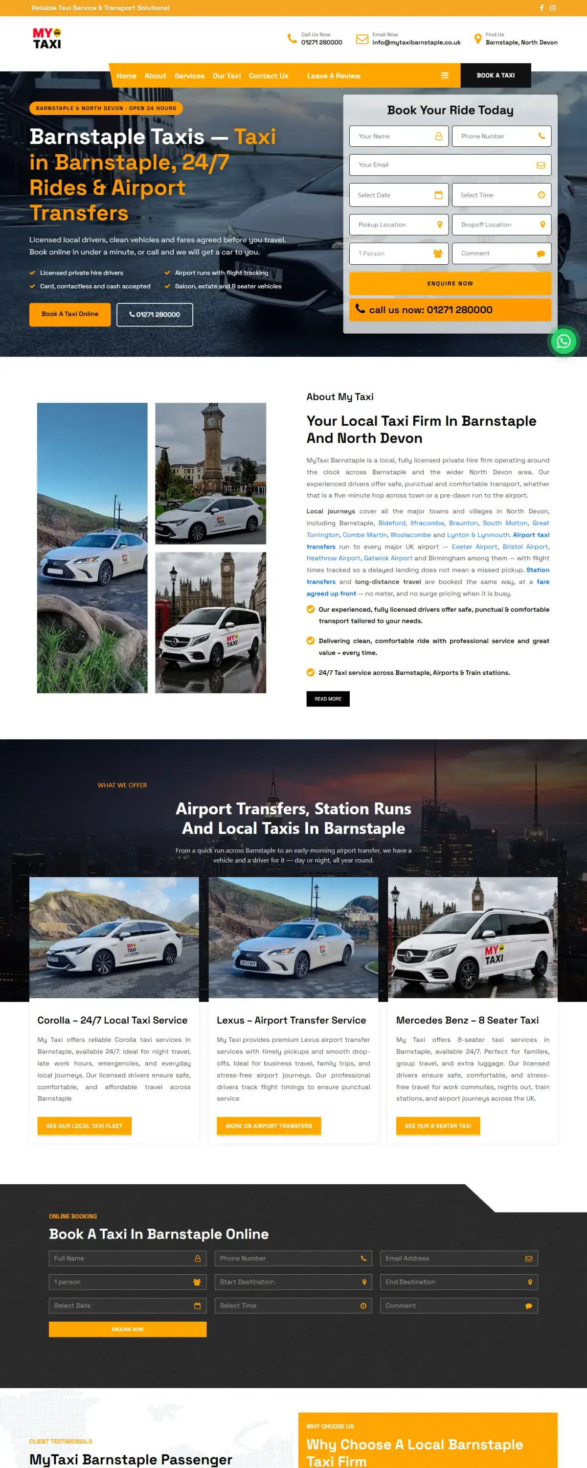 Homepage of MyTaxi Barnstaple, mytaxibarnstaple.co.uk