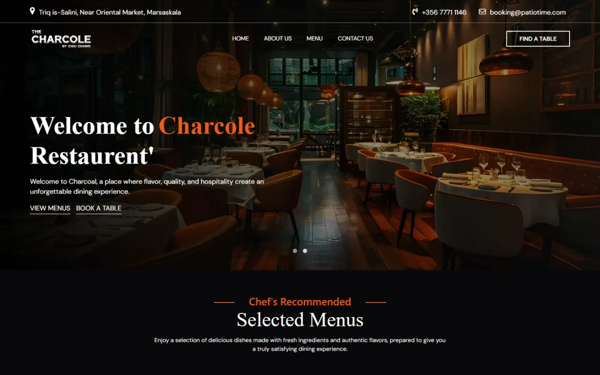 The Charcole — Restaurant website
